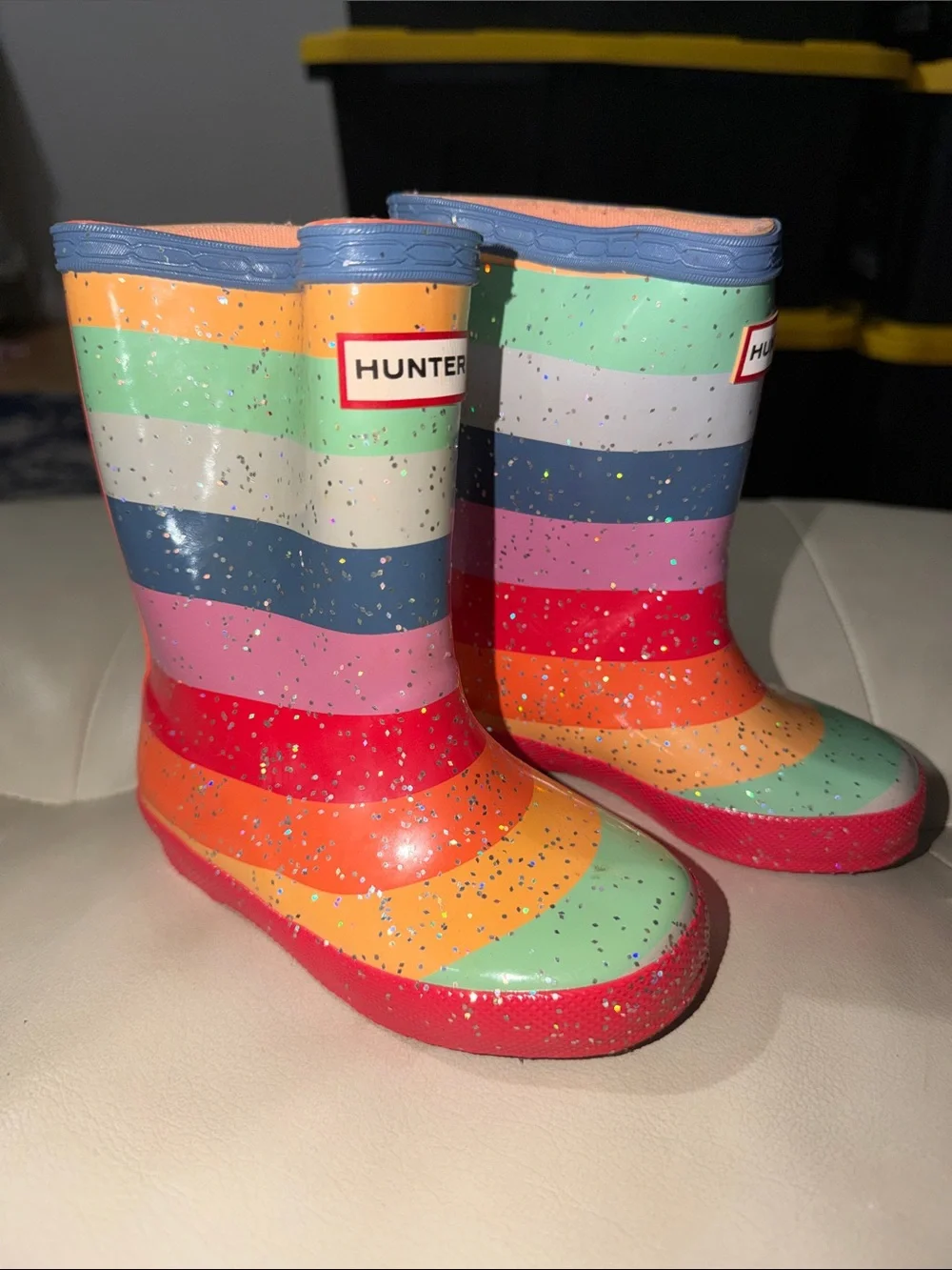 Hunter Kids' Rainbow Stripe Gloss Rain Boots - Multi
